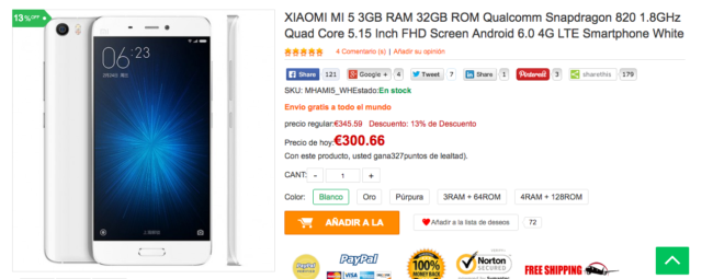 oferta xiaomi mi 5