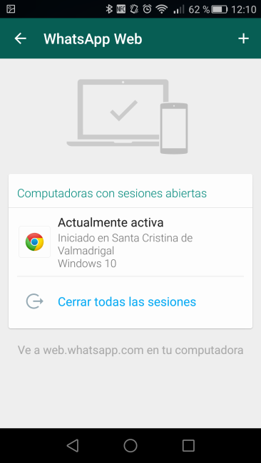 Eliminar ordenadores WhatsApp Web