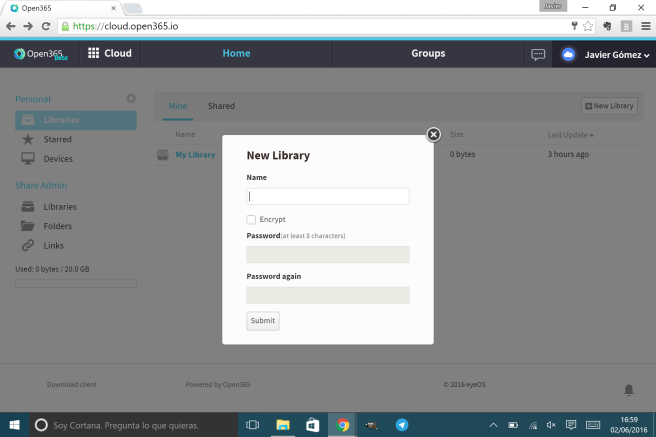 Libre Office 365 crear carpeta