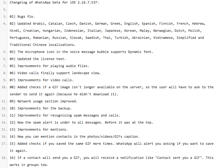 WhatsApp beta ios cambios 