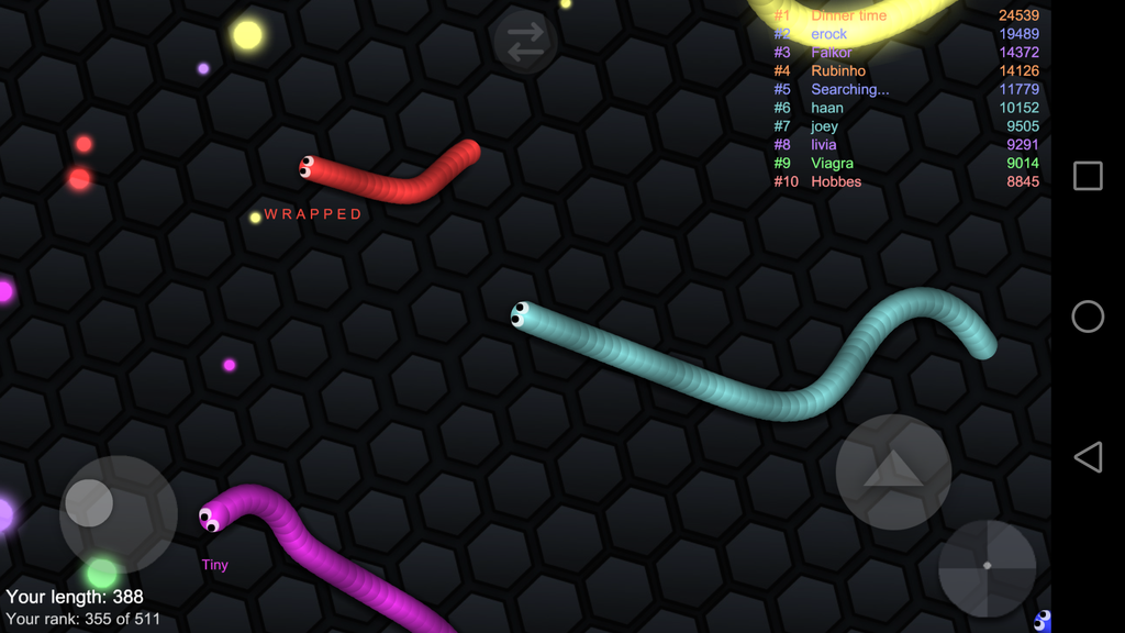 pantalla slither io con joystick