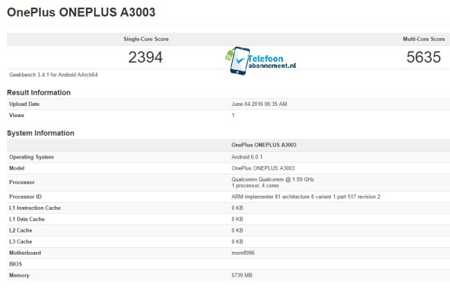 oneplus 3 geekbench