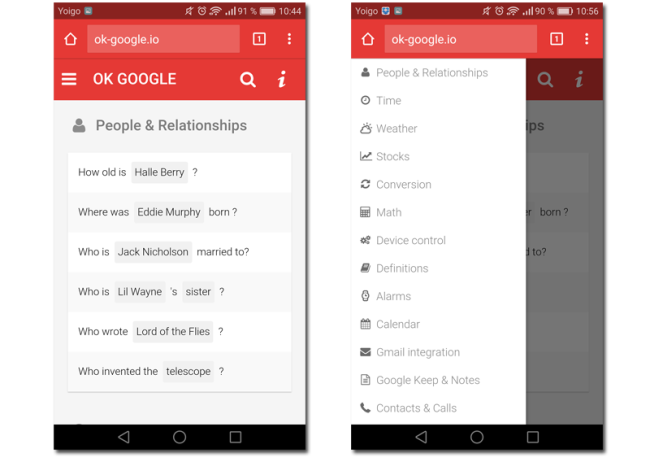 google now comandos por categor&iacute;as