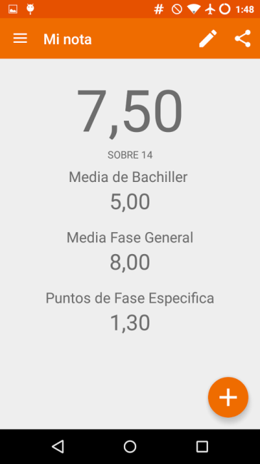 interfaz de la app