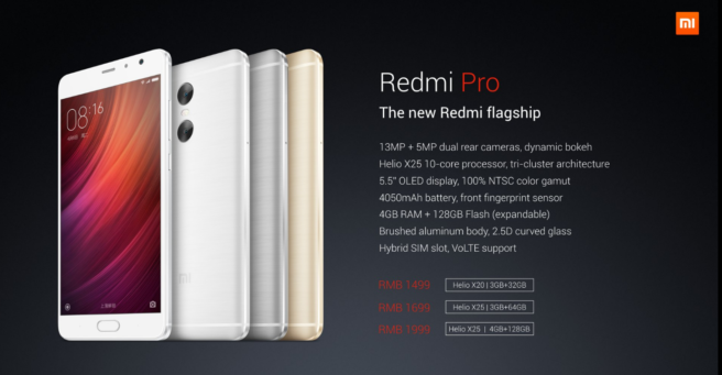Xiaomi Redmi Pro variantes