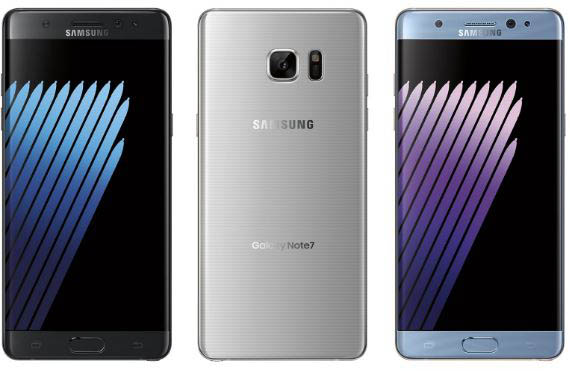 Samsung Galaxy Note 7 en diferentes colores
