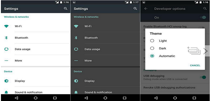 modo nocturno pantalla