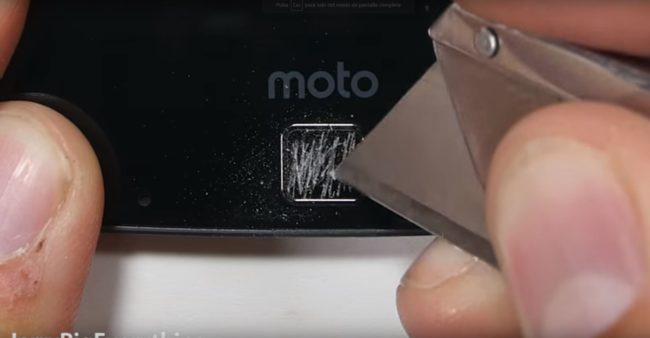 moto Z rayado de lector de huellas