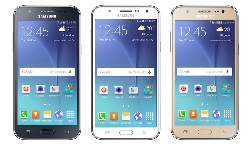 samsung galaxy j7 en negro, blanco y dorado