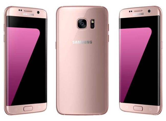 Frontal y trasera del S7 Edge rosado