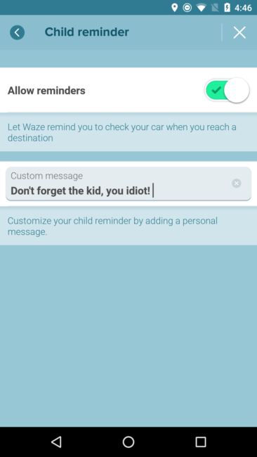 Waze recordatorio hijos