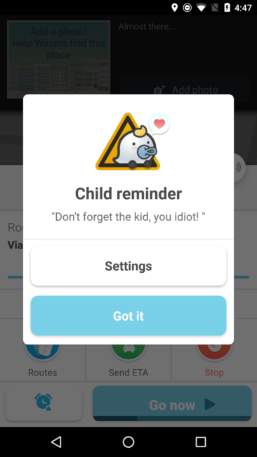 Waze recordatorio hijos