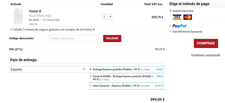 Huawei Honor 8 disponible para su compra