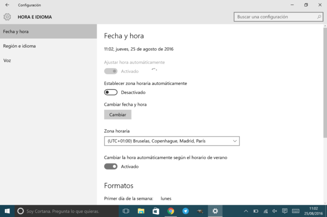 Windows 10 zona horaria automatica