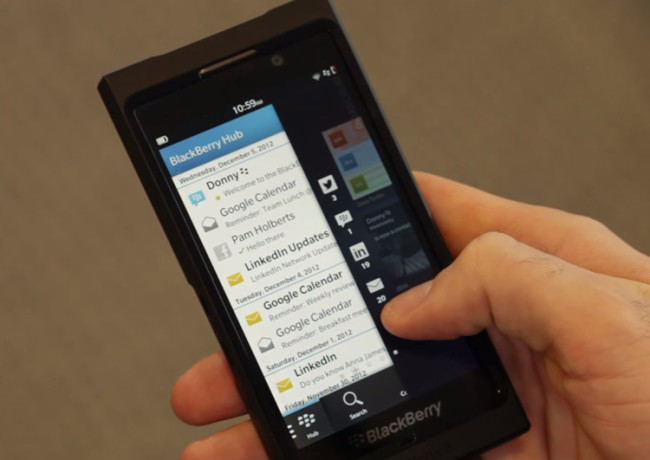 Interfaz gr&aacute;fica de BlackBerry Hub