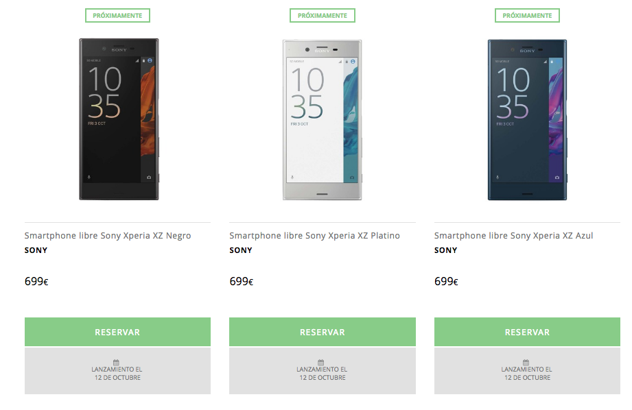 reserva el Xperia XZ en ECI