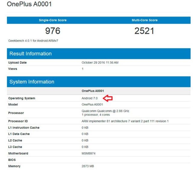 OnePlus One Android 7.0