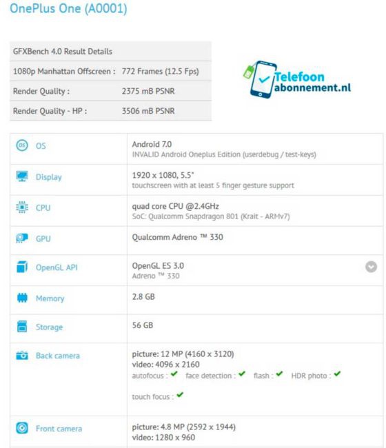 OnePlus One Android 7.0