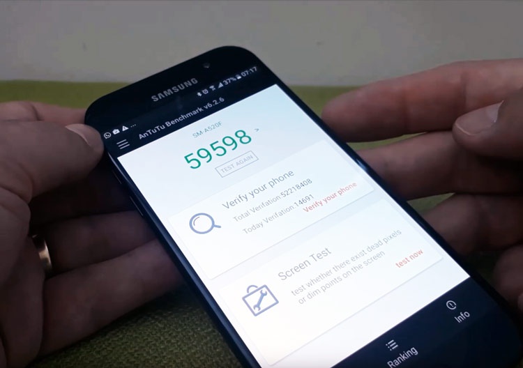 Puntuación del Samsung Galaxy A5 2017 en AnTuTu