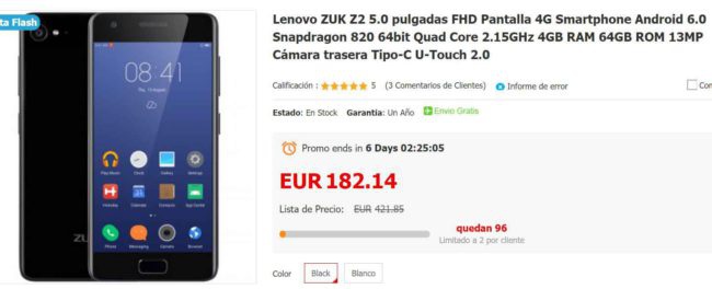 M&oacute;viles en el Black Friday Zuk Z2
