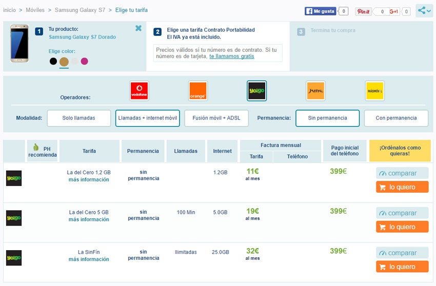 Precio del Samsung Galaxy S7 en Phone House sin permanencia