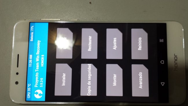 instalación de recovery para el Honor 8